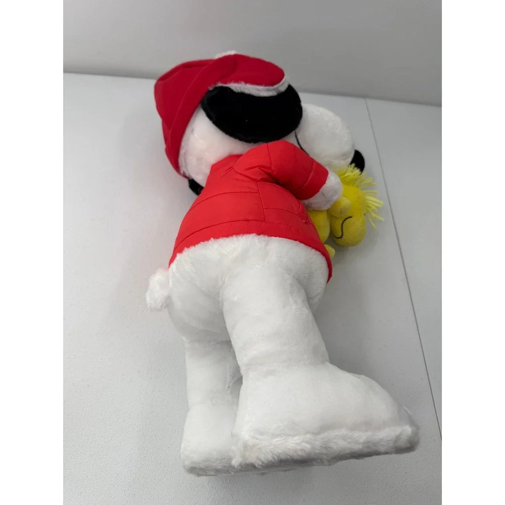 Peanuts Snoopy Plush Holiday Red Puffer Jacket Santa Hat Woodstock 21in Gemmy